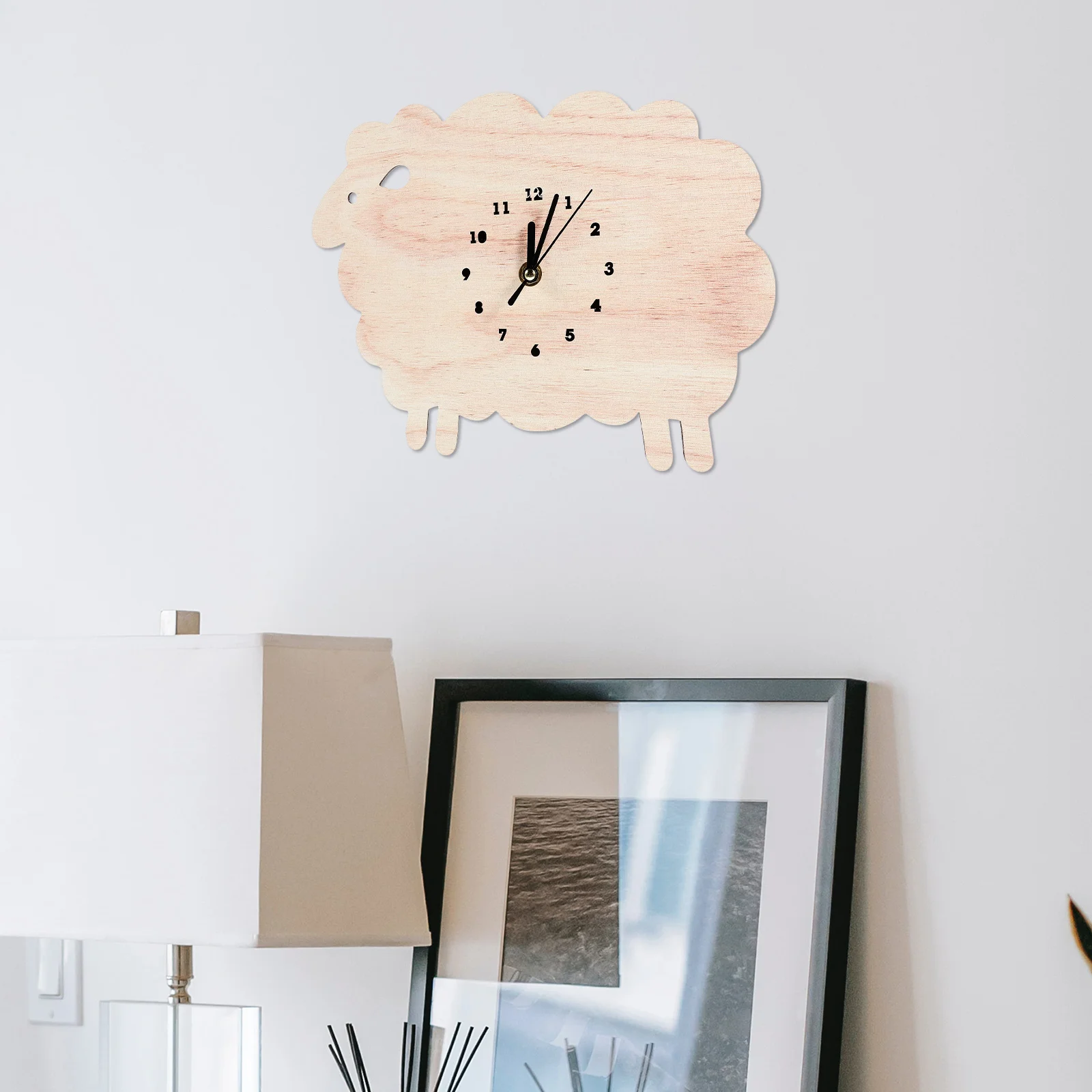 

Silent Sheep Wall Clock Hanging Children Decoration Children's Room White Cartoon