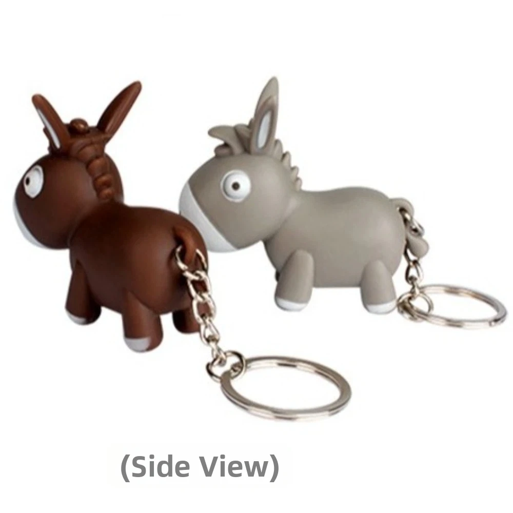 Fidget Cute Donkey Sounding Key Ring LED Light Mini Fingertip Clicker Sound Effect with Bell Car Pendant