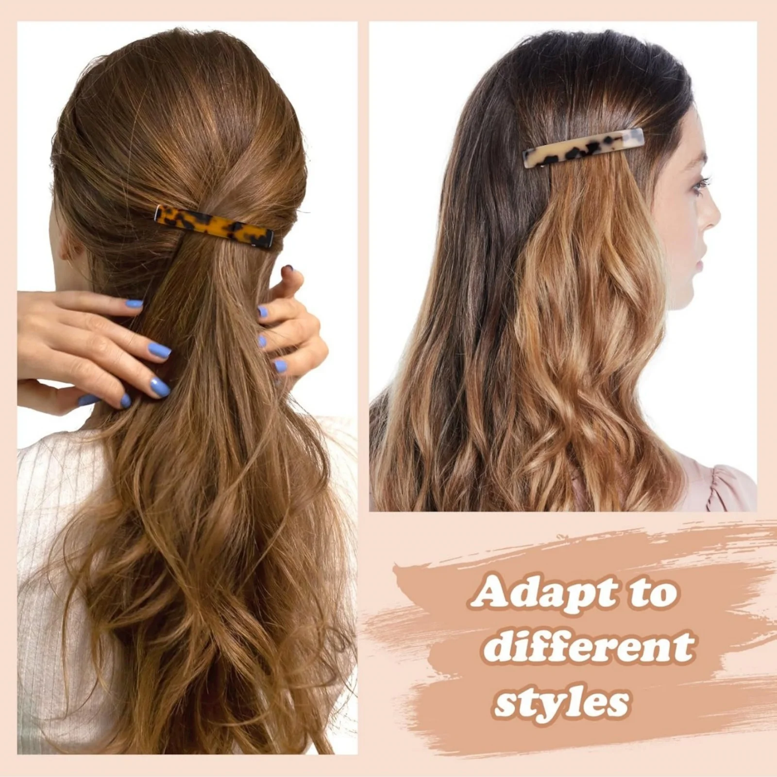 1 x französische Federklammer aus Acetat, einfacher oberer Clip, Stahlklammer, elegantes Haar-Accessoire, Metall-Haarspange, lässiges EVA – Detail 10