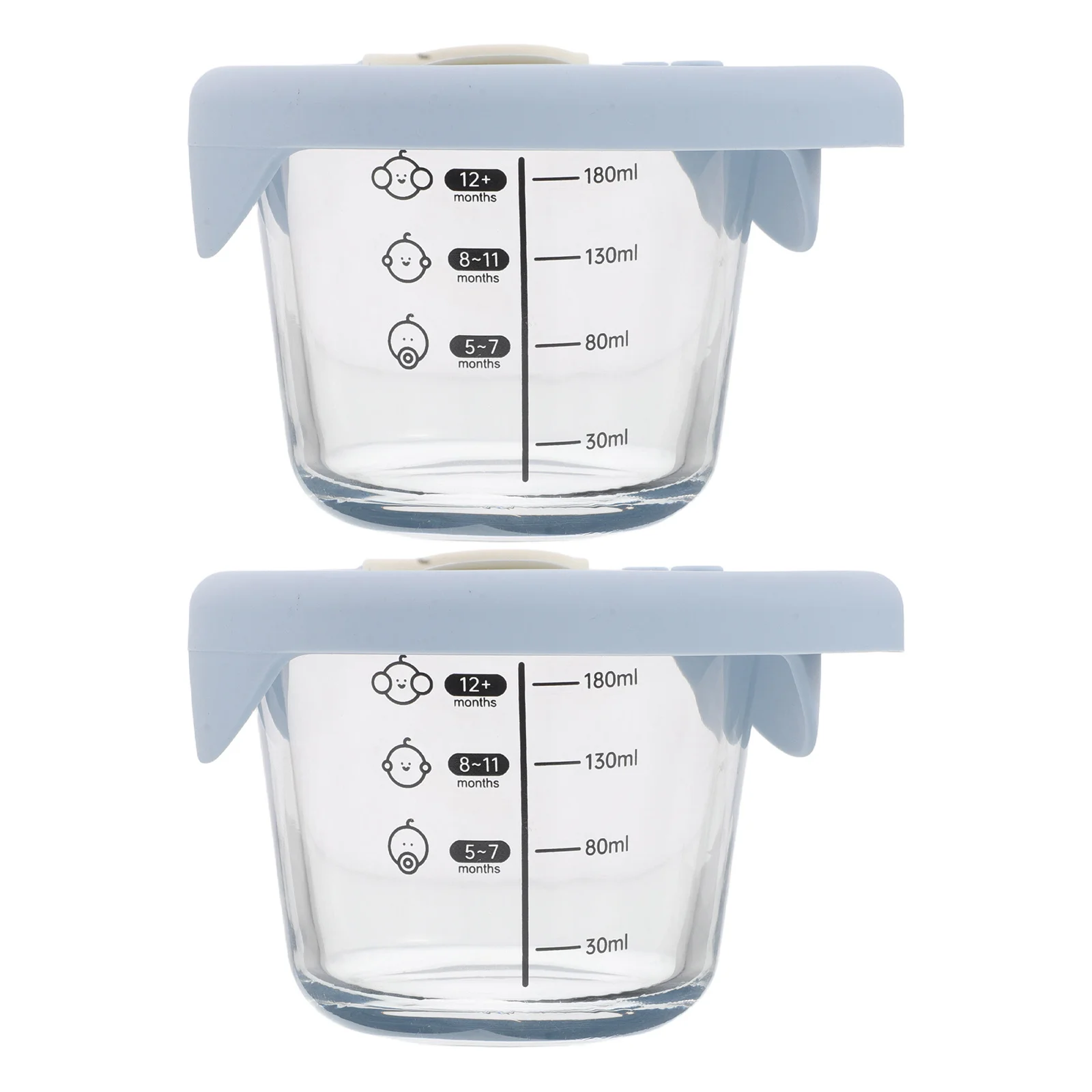 

2Pcs Baby Feeding Bowls Glass Portion Containers 6Oz 180Ml Leakproof Freezer Safe Stackable Round Jars for Infant Meal Prep