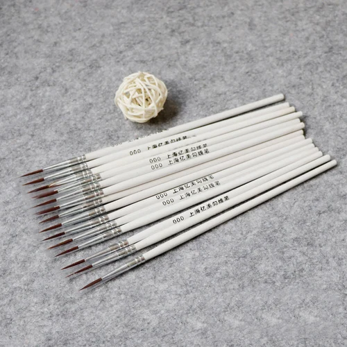 Imagen 2 del producto Juego de pinceles finos pintados a mano, pluma de línea de gancho fino, pincel de pelo de comadreja, pinturas al óleo de acuarela Gouache, artistas pintados a mano, 10 unidades