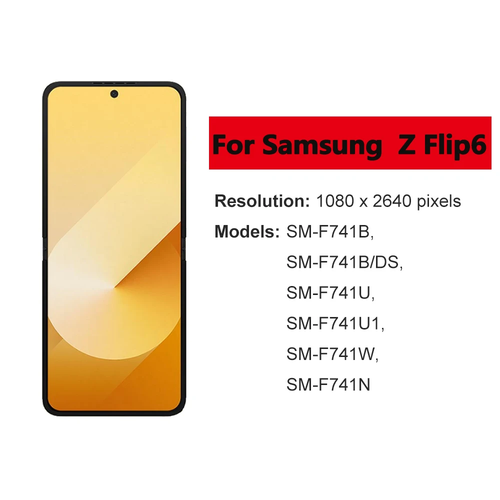 NEW Super AMOLED For Samsung Galaxy Z Flip6 LCD Display Touch Screen Digitizer Assembly For Samsung Z Flip6 Foldable Screen