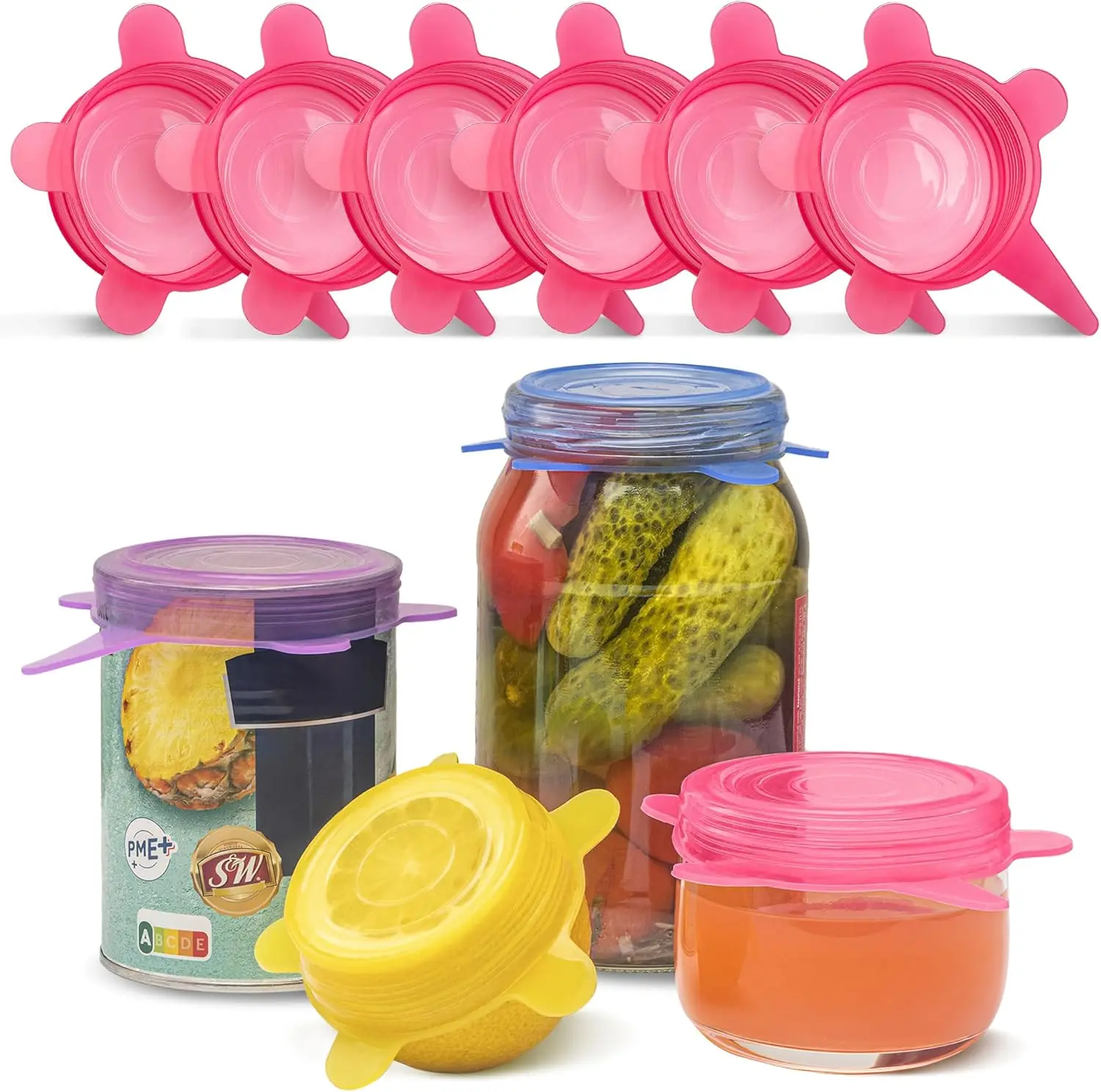 

Silicone Stretch Lids 6-Pack Small for Fresh Food Storage - Seal in Flavors, Keep Food Fresh and Reduce Waste Pink