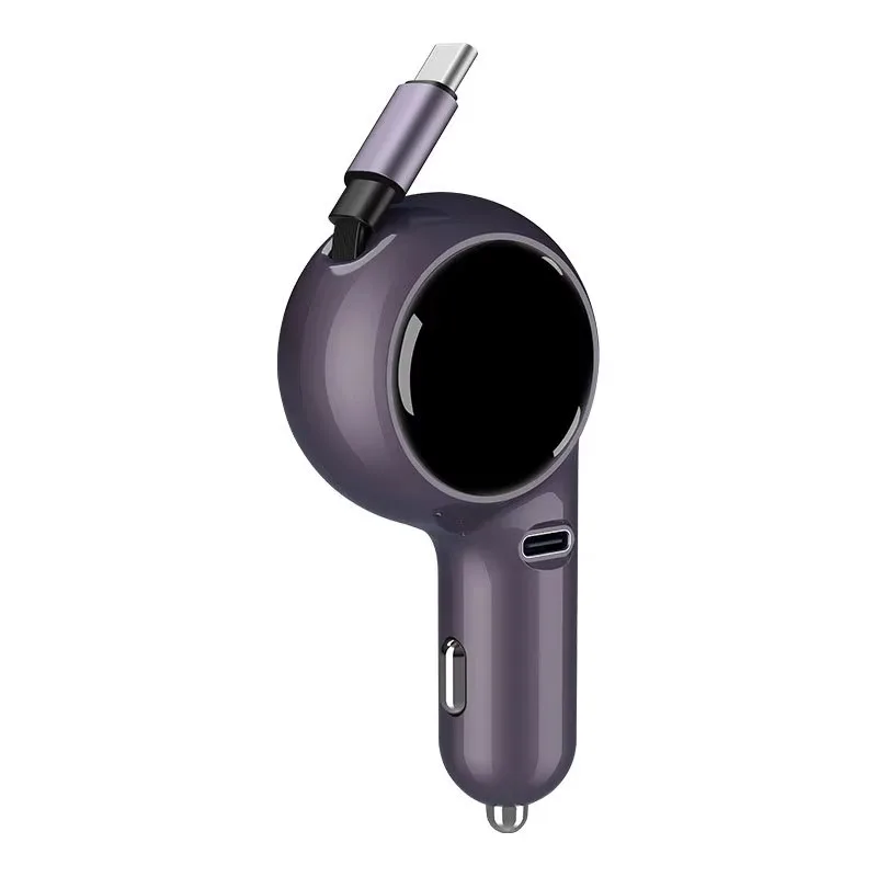 

New Telescopic Cable Car Charger Super Fast Charge 60W Smart Dual Fast Charge Cigarette Lighter Car Charger