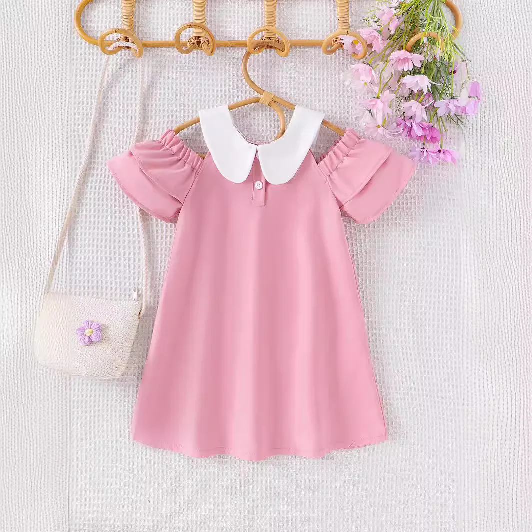 Europe  United States summer new girl suit children's solid-color dress fashion cute A-line skirt new