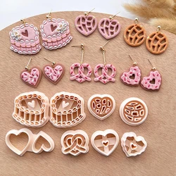 Valentine's Days Polymer Clay Cutters Heart Shaped Cookie Pottery Clay Mold Cute Earrins Dangle Concha Cake Pretzel Making Tools
