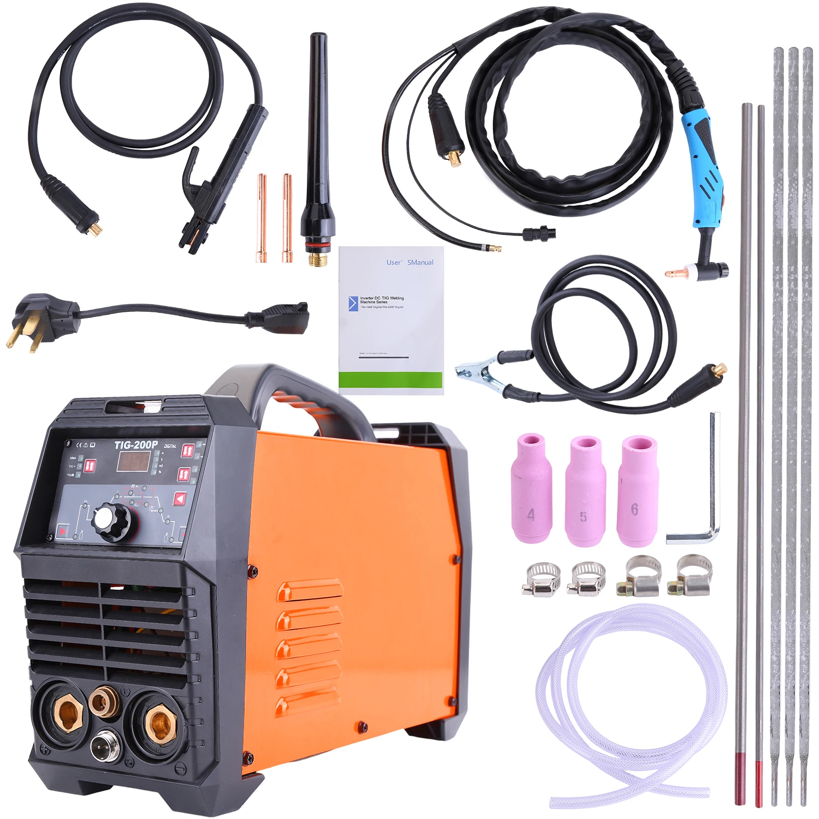 

Single pulse argon arc welding machine model: TIG200P Product Code: 292012048 TIG: 220V/200A 110V/140A MMA: 220V/160A 110V/120A