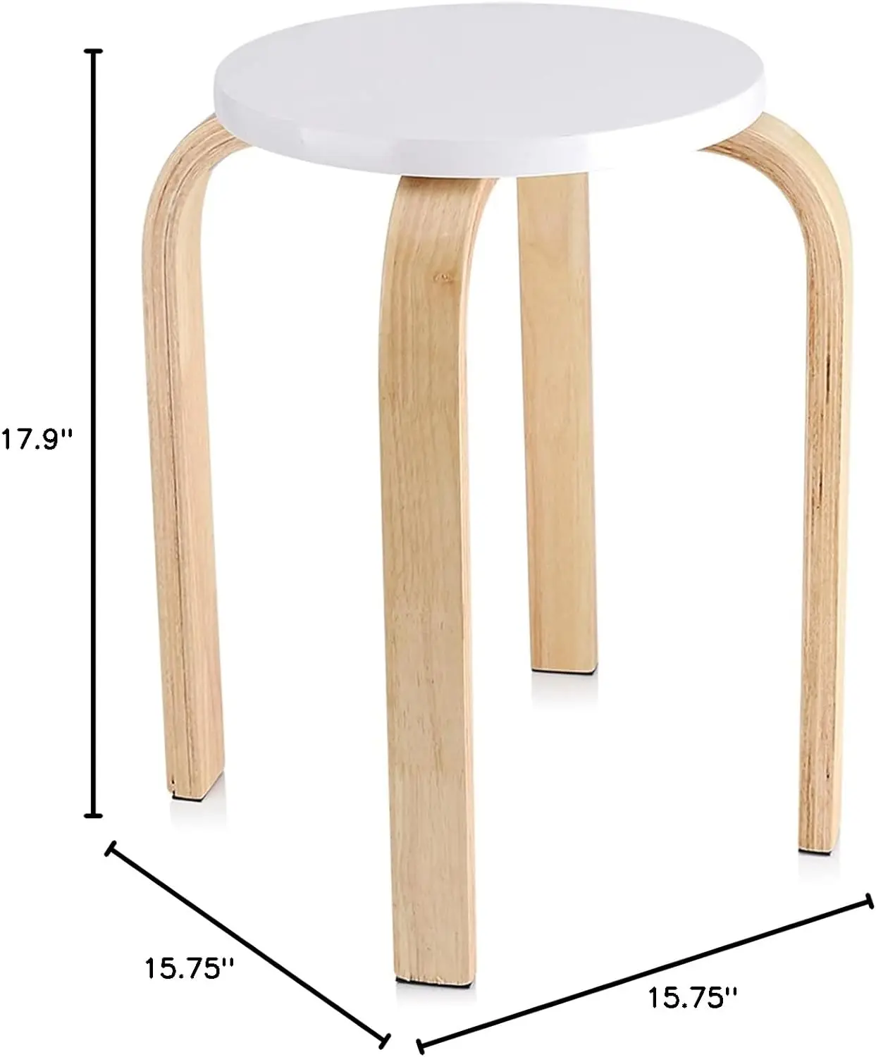 Umail Furniture White Round Stool, 18 Inch Backless Chairs with Round Top Stool Wooden Small Barstools