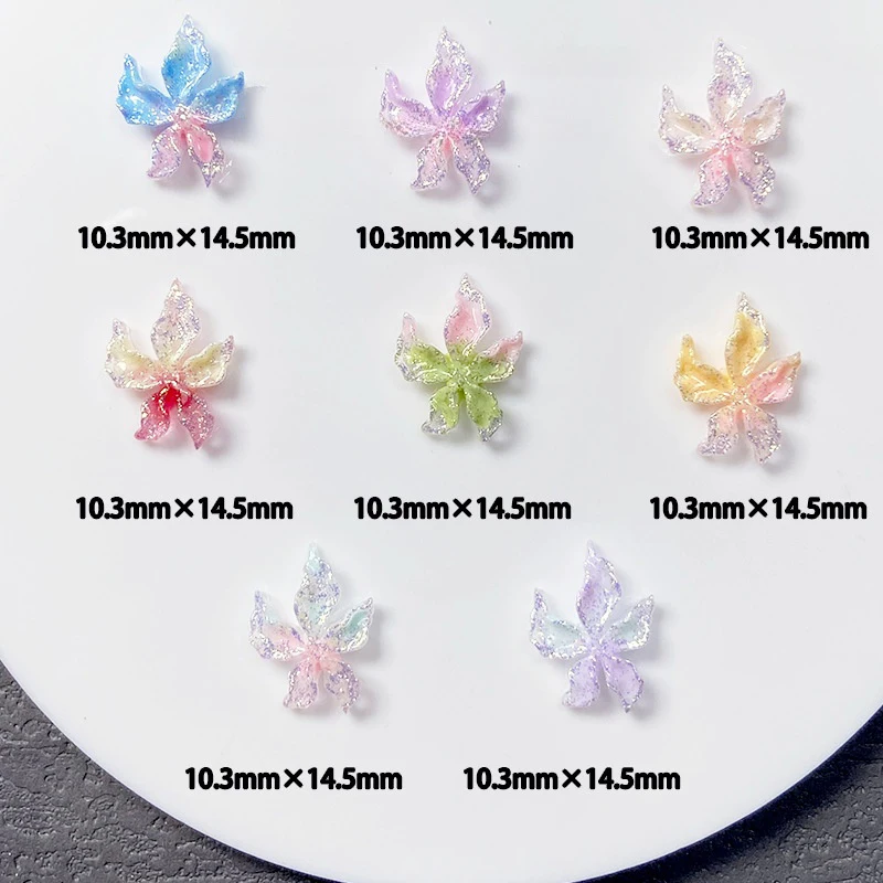 20pcs Mixed Nail Art Resin Little Colorful Flower Nail Charm Design Luminous Charms Rhinestones Diy Craft For Nail 3d Decoration