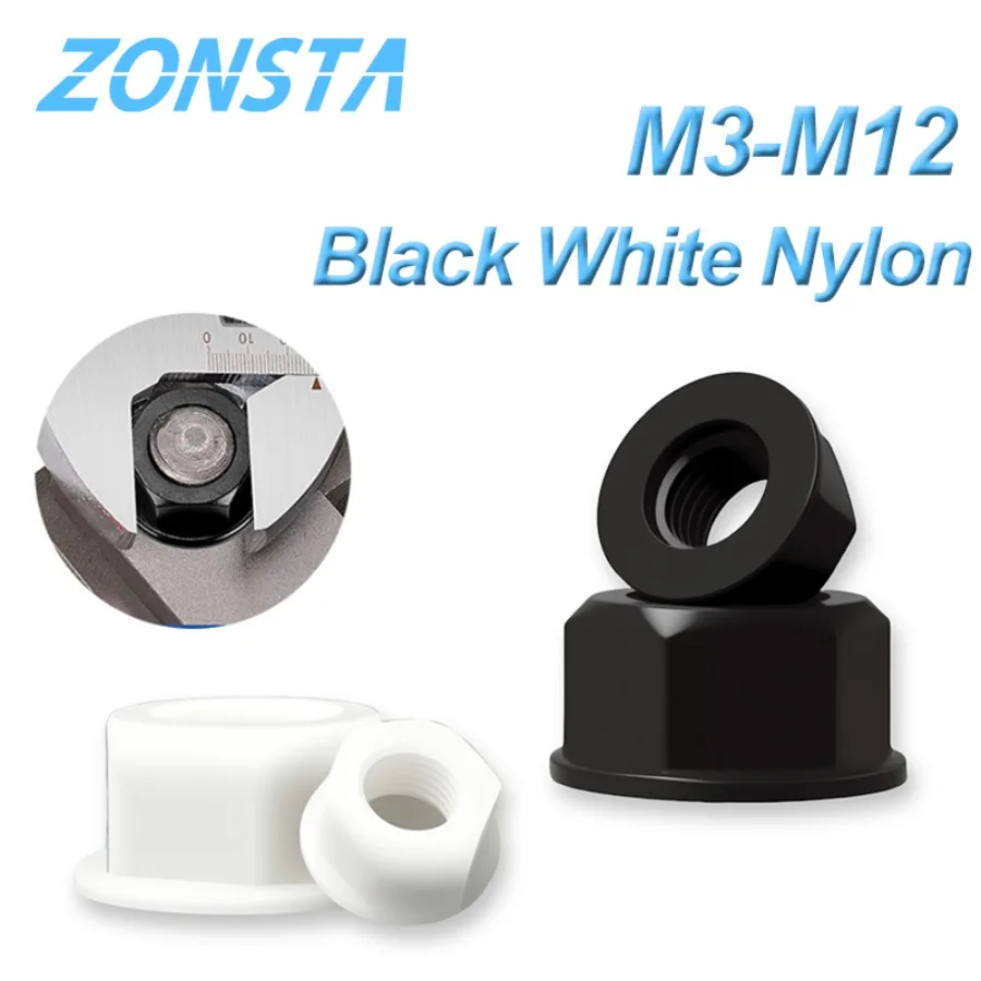 DIN6923 M3 M4 M5 M6 M8 M10 M12 Black White Flat Bottom PA66 Plastic Nylon Electricity Insulation Hexagonal Hex Head Flange Nut