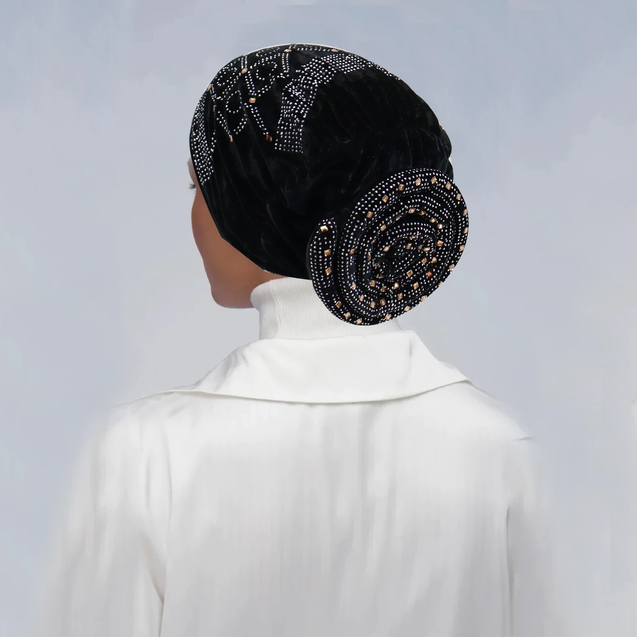 Winter Velvet Turban Cap for Women Stylish Glitter Diamonds African Head Wraps Muslim Headscarf Bonnet Elastic Female Headpiece