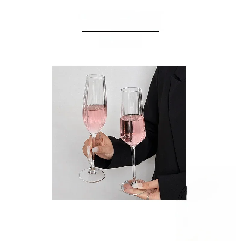 Vietri Mare Crystal Glass Highball Stemware Vertical Stripe Red Wine Glass Luxury Cocktail Cup Crystal Champagne Glass