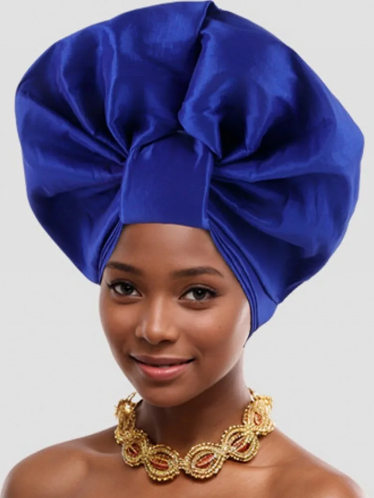 Ruffle Flower African Auto Gele Headtie Turban Cap Trendy Women Already Made Head Wraps Nigerian Wedding Geles Party Headpiece — zdjęcie 5