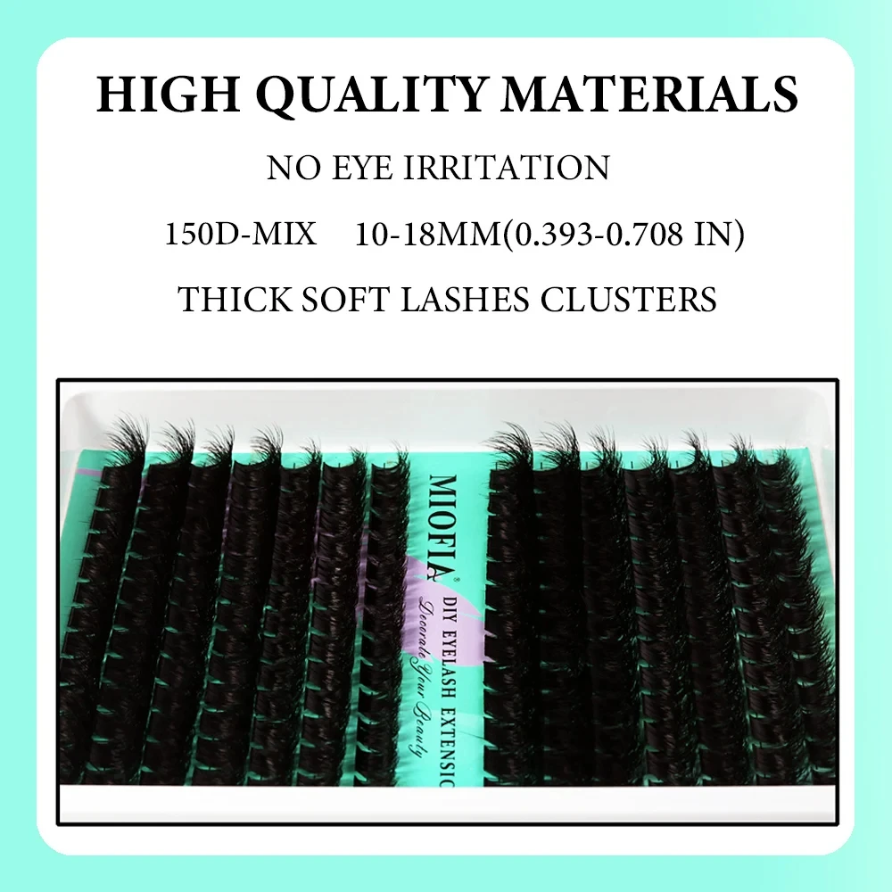 150D/100D/80D/50D Nerz-Wimpern 1 Box/14 Reihen Natürliche DIY Wimpernverlängerung 3D Russische Einzelwimpern-Cluster Wimpernsträhnen – Detail 7