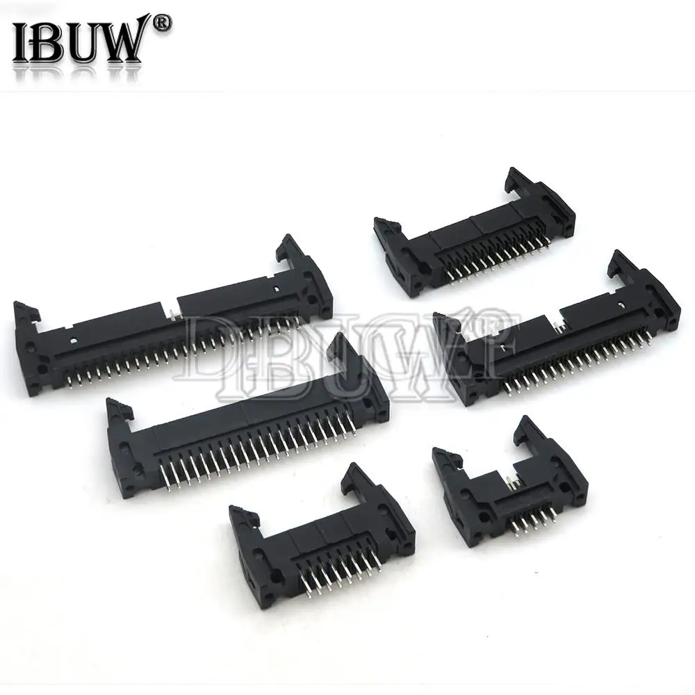 5PCS DC2 10/16/20/26/34/40 PIN 2.54MM pitch MALE SOCKET Right angle idc box headers CONNECTOR 10P/20P/40P FOR FC Cable