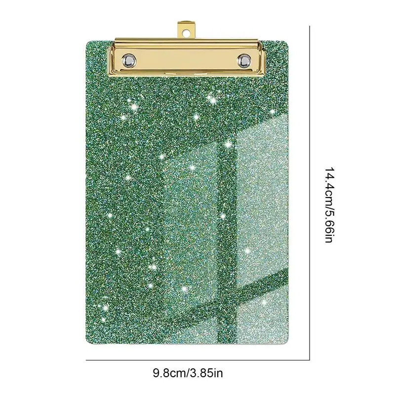 Papan klip Glitter ukuran standar papan penjepit lampu ukuran huruf papan klip berkilau profil rendah cantik portabel dengan klip emas