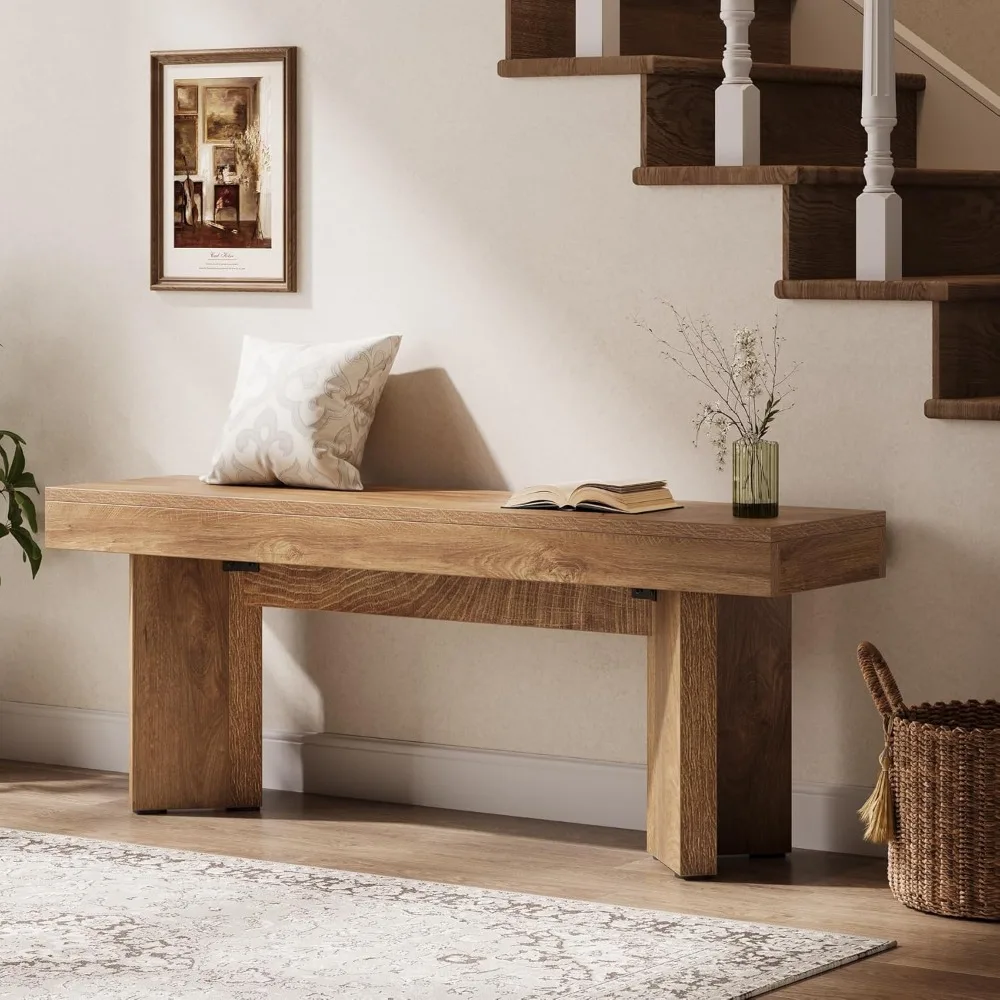 Farmhouse Style 47 Wooden Bench for Entryway, Bedroom, Hallway, and Foyer