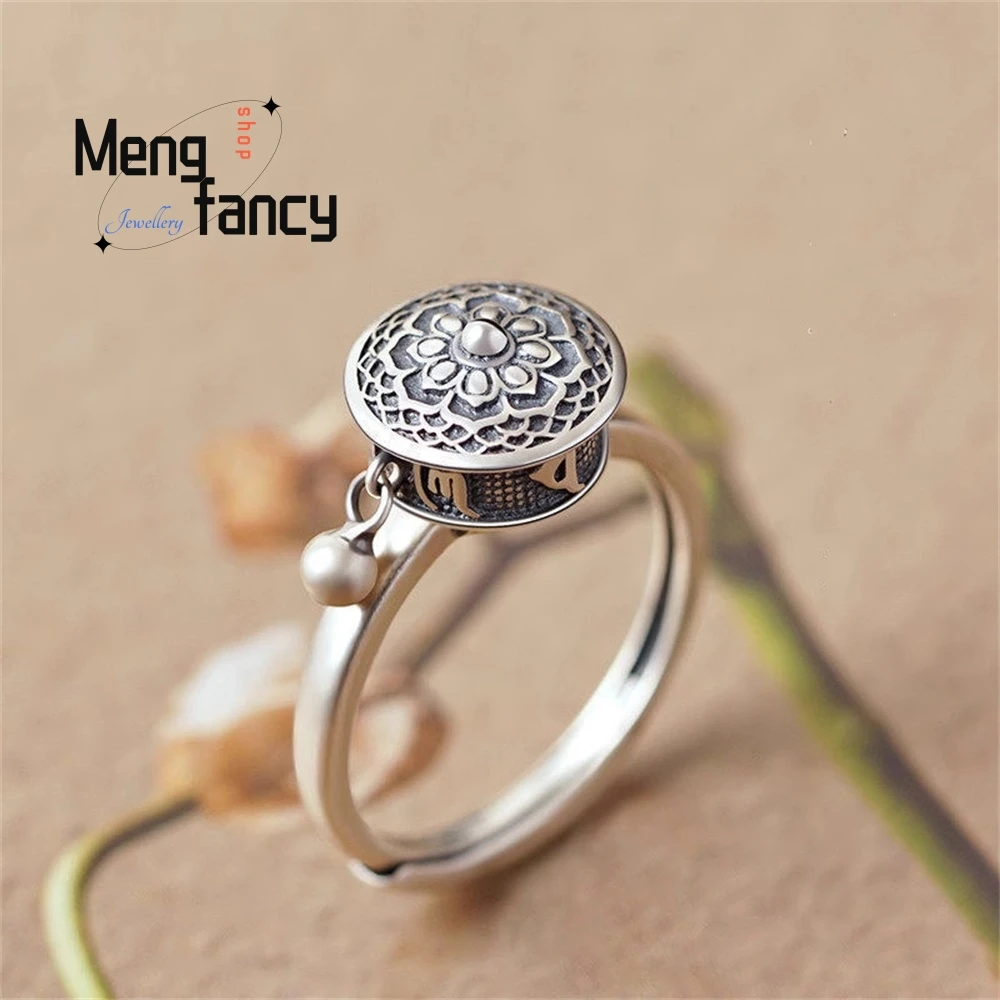 

The Six - Character Mantra For A Retro Chinese - Style And Trendy Women's Fortune Wheel Ring That Can Rotate Fashion Jewelry Ele