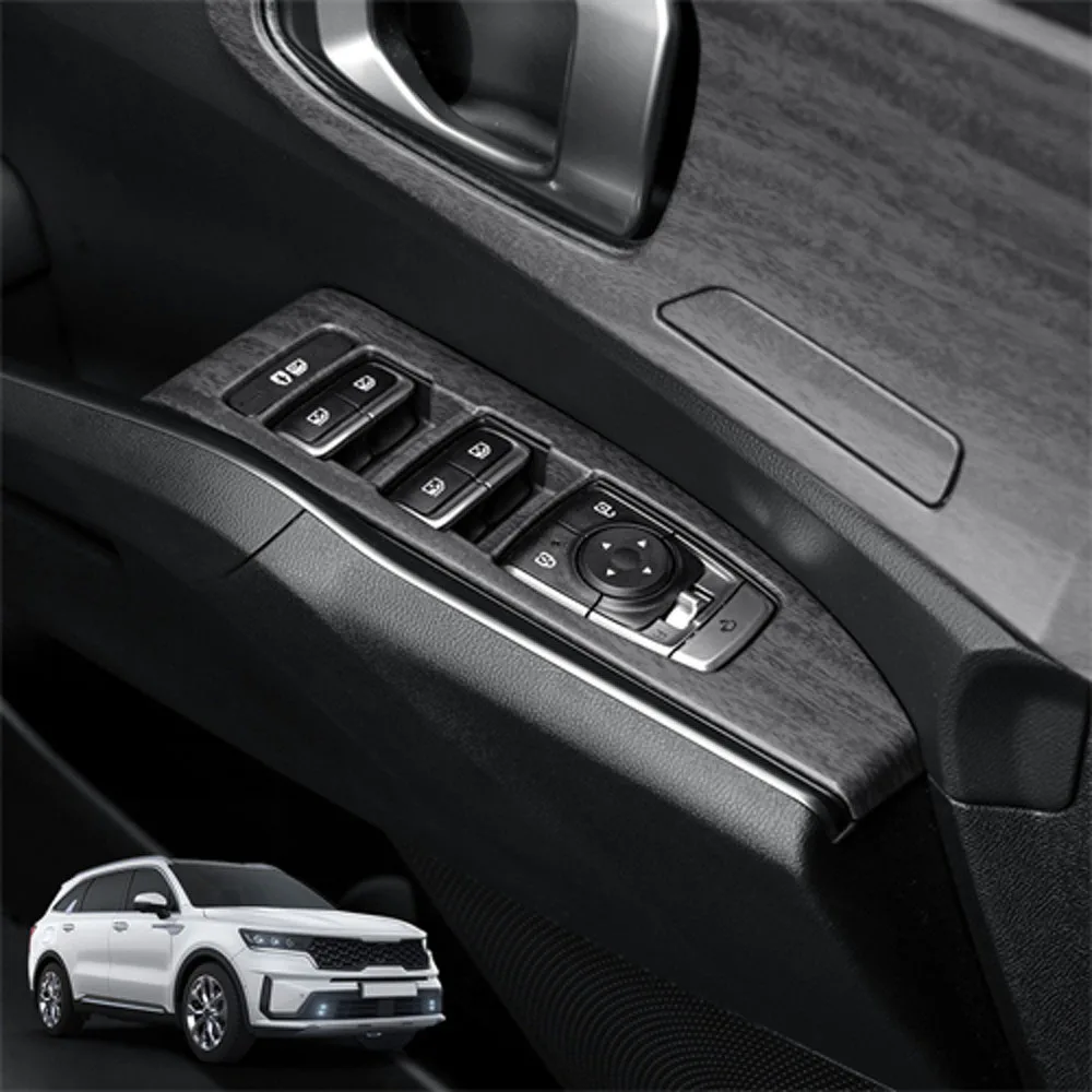 

Wood Grain Style Window Lift Button Cover Door Armrest Trim Panel Frame Interior Mouldings For KIA Sorento MQ4 2021 2022