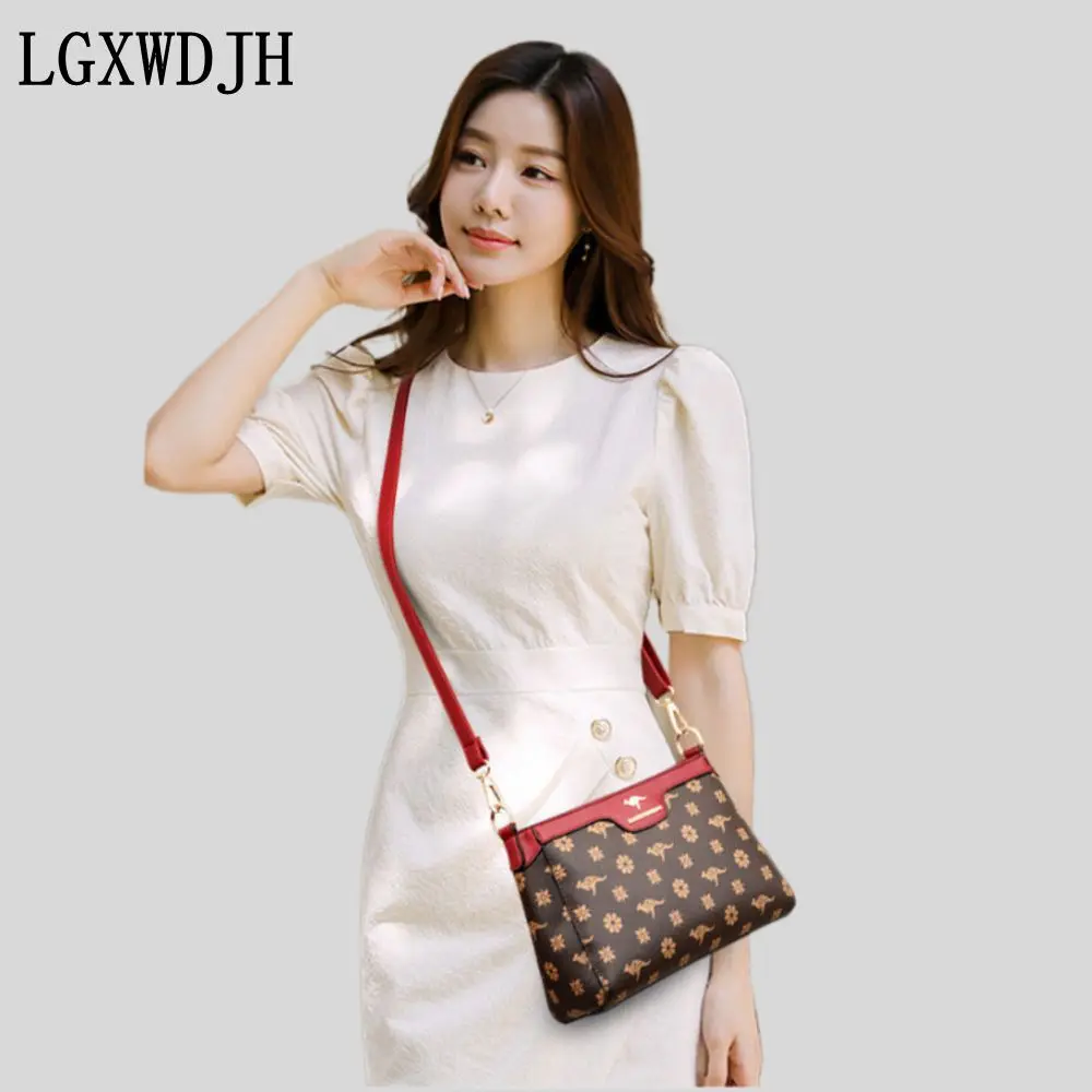 Contrasting color splicing mother crossbody bags  Simple and elegant square handbag Elegant shoulder bag with double heel straps