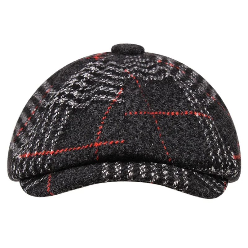 2024 New Men\'s Lvy Driving Cap Autumn Winter Warm Newsboy Hats Vintage British Painter Hats For Men Plaid Boina Bone Masculino