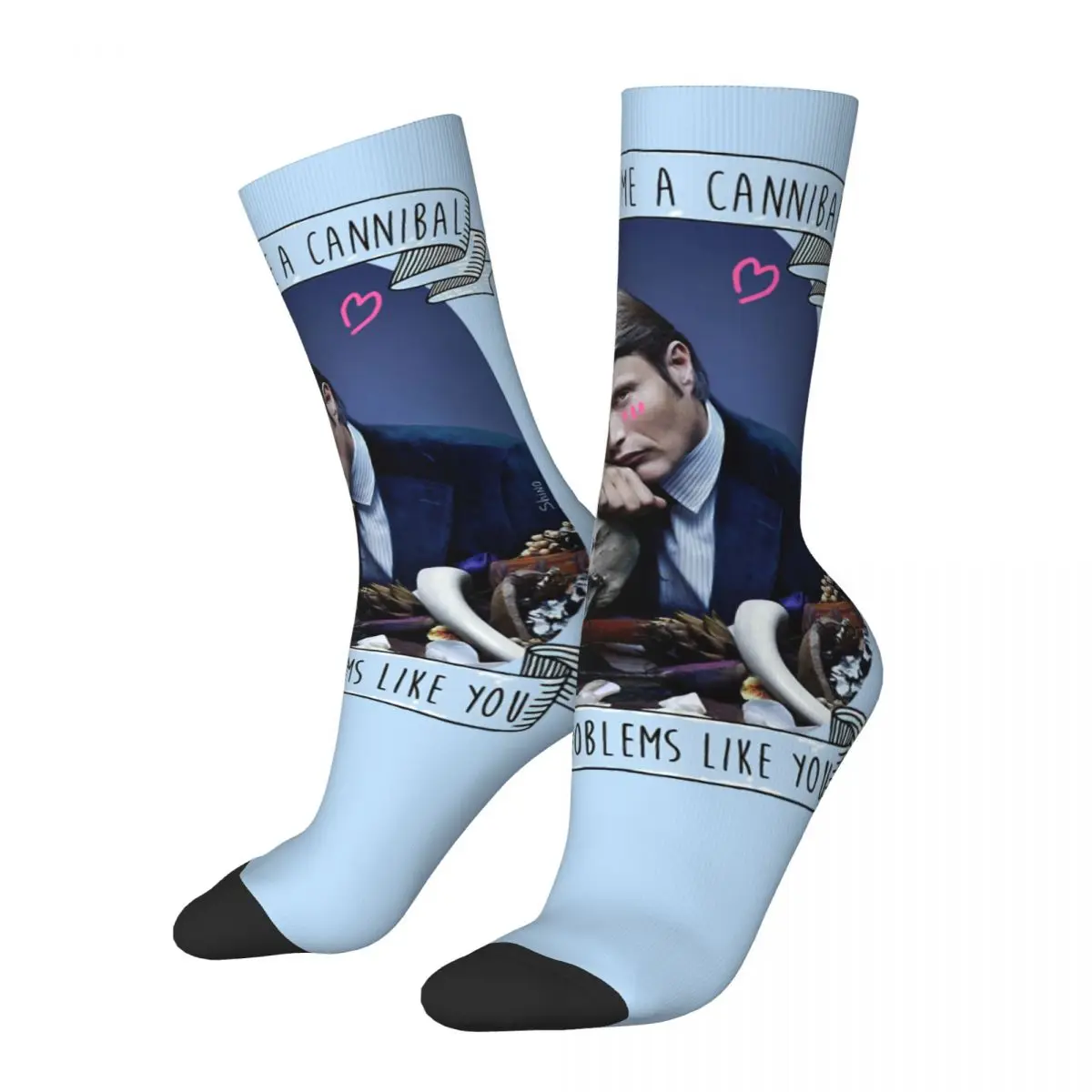 Funny Happy Men's compression Socks Skeleton Retro Harajuku Hannibal Ogre Serial Killer Hip Hop  Seamless Crew Crazy Sock