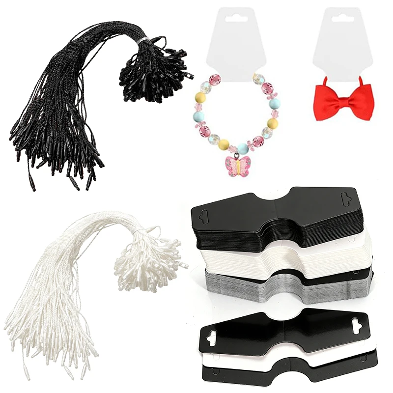 

100PCS Foldable Tag with Rope DIY Displaying Card Pendant for Jewelry Hairband Necklace Black White Available Hanging Labels ZYF