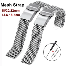 4.0 Thicken Stainless Steel Shark Mesh Straps for Seiko Solid Adjustable Buckle Diving Watch Band 18/20/22mm Luxury Bracelet