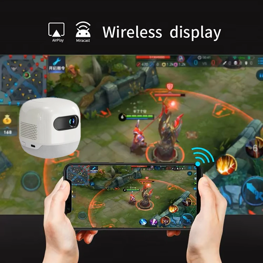 Smartldea Android13.0 HD Mini Projetor DLP Inteligente 5G Wifi Bluetooth5.3 construído em bateria de 8400mAh para projetores de acampamento ao ar livre