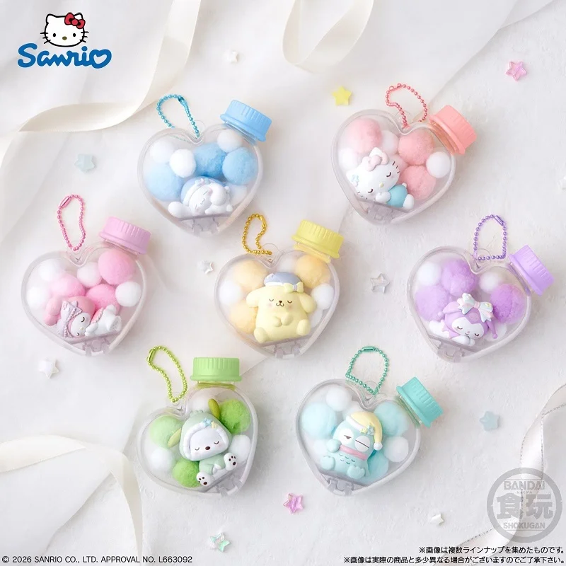

Bandai Sanrio Gashapon Mini Heart Shaped Storage Box Bag Charm Cute Hello Kitty Hangyodon Kuromi Collectible Gift For Girls