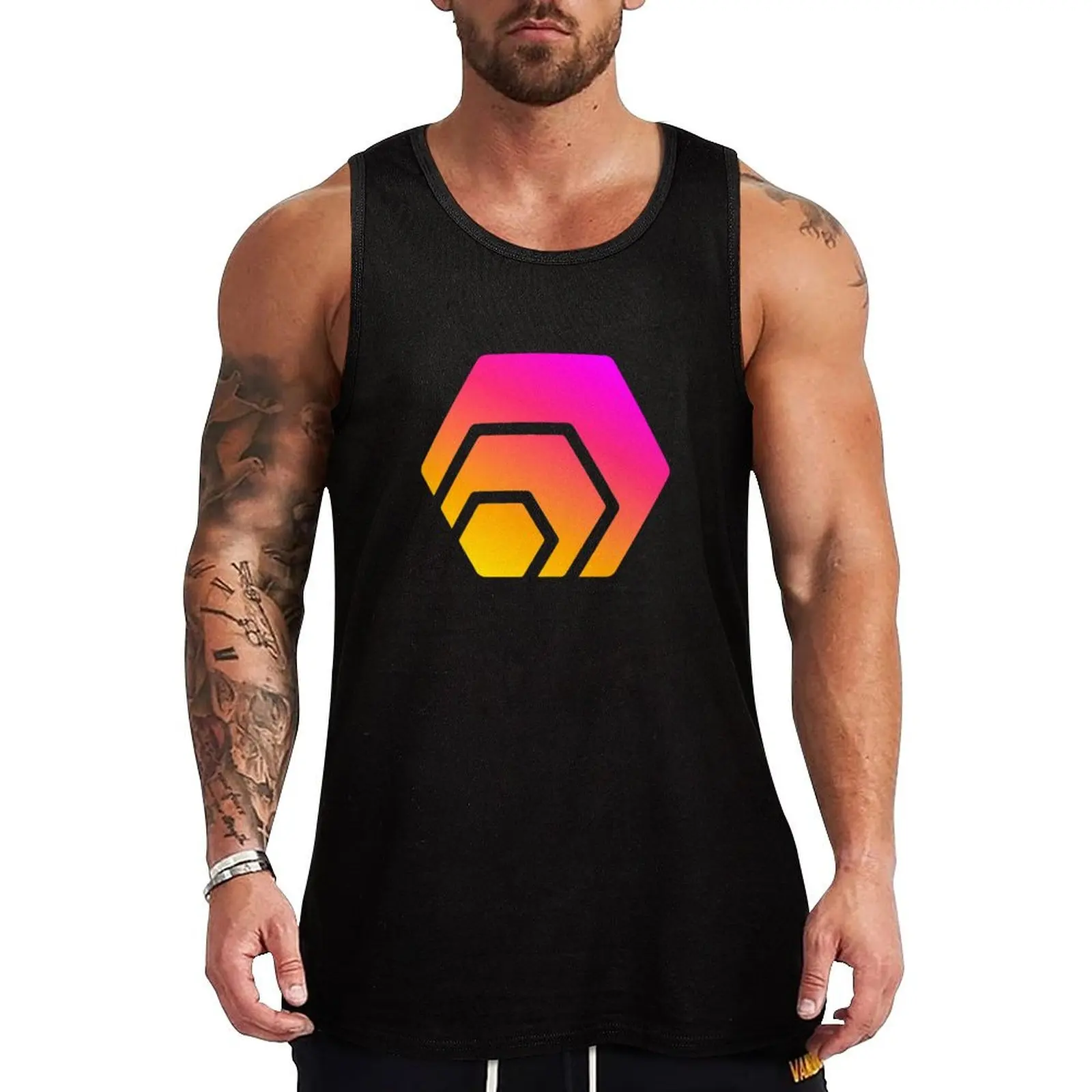 HEX Crypto Hexagon Logo Tank Top gym wear men Men gym sportswear