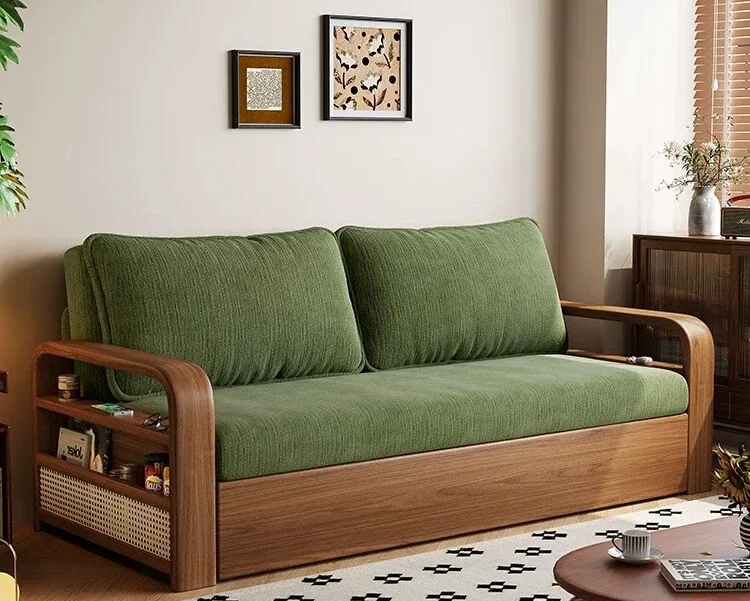 Small Apartment Folding Dual-use Integrated Multi-functional Study Can Be Disassembled And Washed Solid Wood Sofa Bedl16