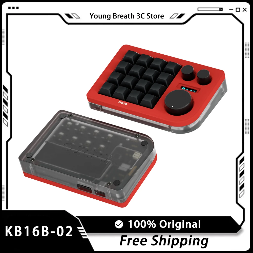 

Doio Kb16b-02 Mini Mechanical Keyboard 2 mode Bluetooth Wireless Game Keypad Rgb 16keys Custom Ergonomics Office Accessories