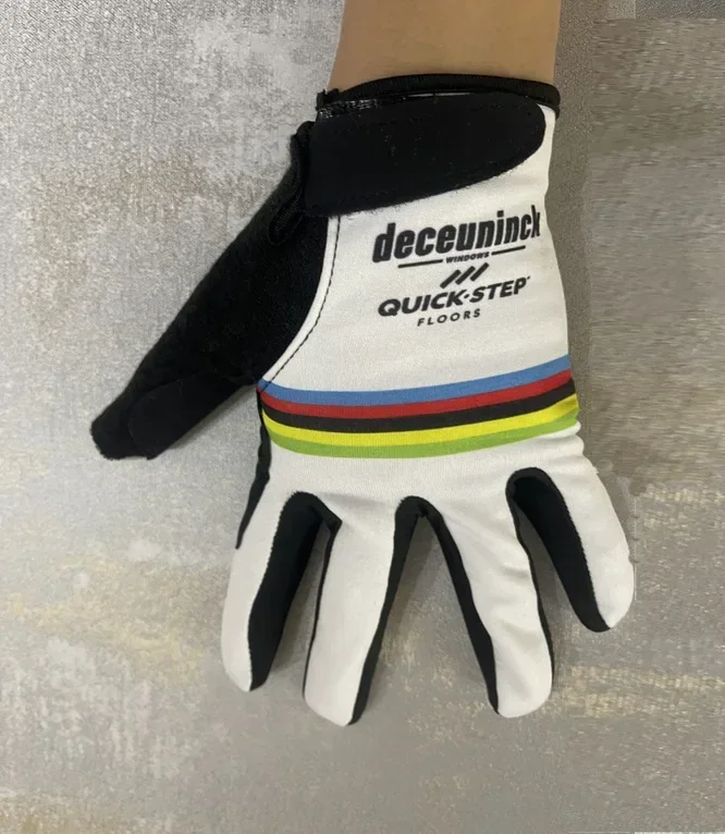 WINTER FLEECE THERMAL 2021 Deceuninck Quick Step TEAM ONE PAIR CYCLING BIKE FULL FINGER GLOVES BICYCLE GEL GLOVE SIZE:M-XL