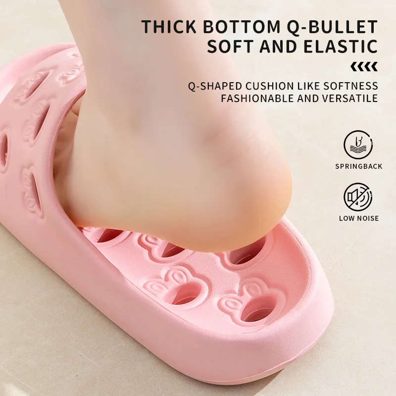 Quick Drying Drainage Bathroom Slippers Women Men EVA Soft Sole Hollow Shower Slides Non-Slip Silent Home Sandals Couple Shoes - view 4