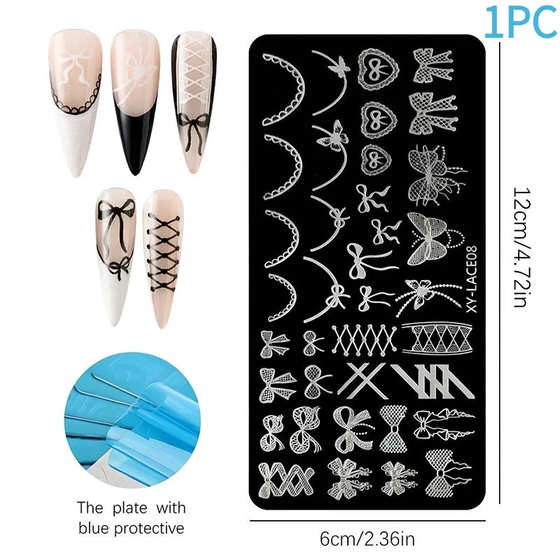 *Stainless Steel Nail Stamping Plates Lovely Lace Floral Patterns Ideal DIY Manicure Tool Gift for Girls Friends