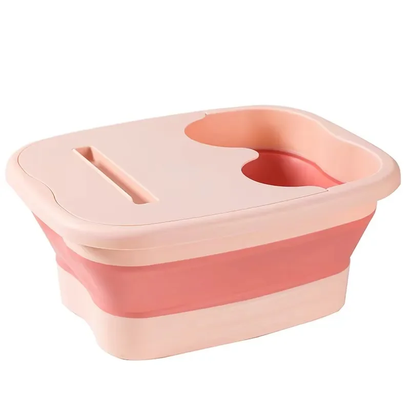 Folding plastic massage household adult foot bath bucket with handle