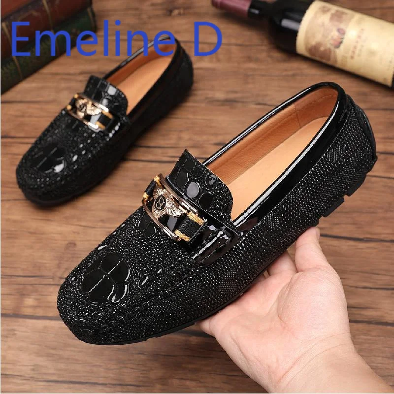 

New Pattern Casual Flat Leather Shoes Anti Slip and Anti-Collision Head One Foot On One Rubber Thick Sole Round Toe Loafers