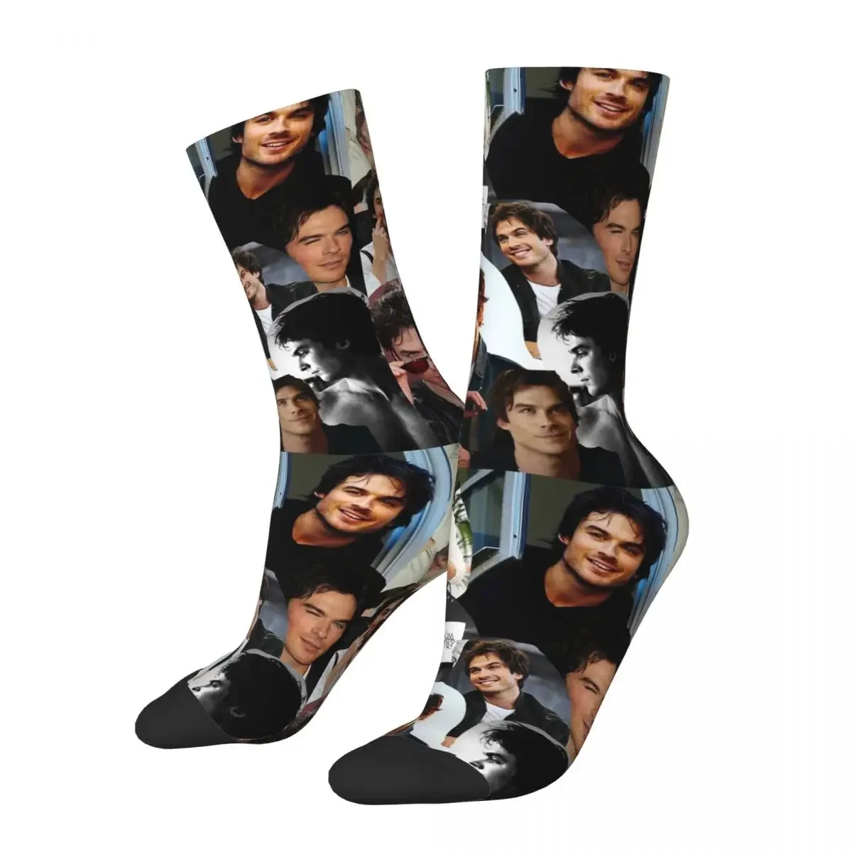 Breathable Colorful Men's Women's Damon The Vampire Diaries TV Show Socks Sweat Absorbing Middle Tube Socks