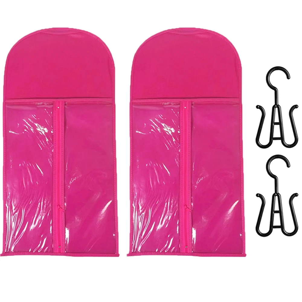6/3/2/1PCS Rose rot Perücke verpackung beutel Vlies Staub Proof Perücken Träger Taschen lange haar verlängerung lagerung tasche Mit Kunststoff Aufhänger