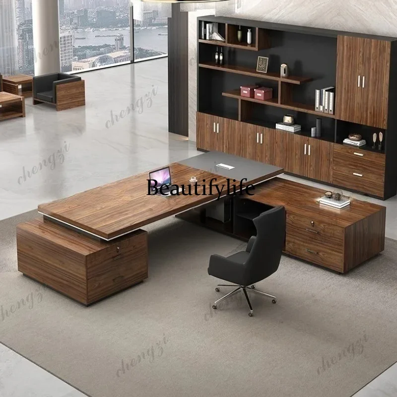 D178 0776 Modern Long Big Office Desks L Shaped Wooden Writing Drawers Computer Desks Study Designer Reading Escritorios