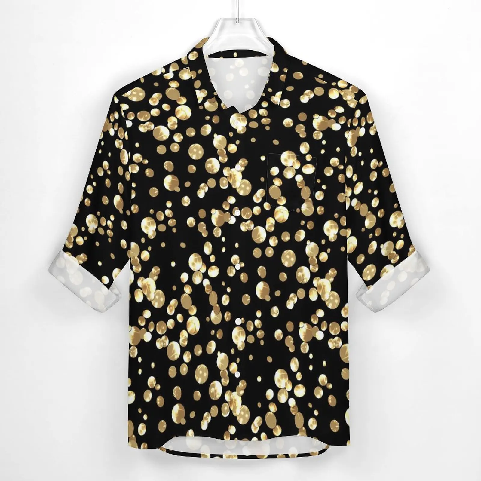 Gold Dot Shirt Man Retro Print Casual Shirts Spring Funny Graphic Blouses Long Sleeve Cool Oversize Tops Gift Idea