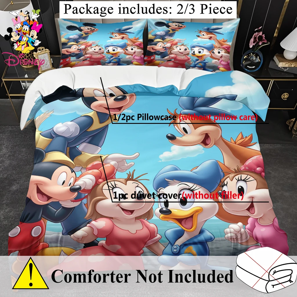 طقم غطاء لحاف ديزني ستيتش ميكي 2/3 قطعة بدون حشو، مفروشات مريحة عصرية لغرف النوم العائلية