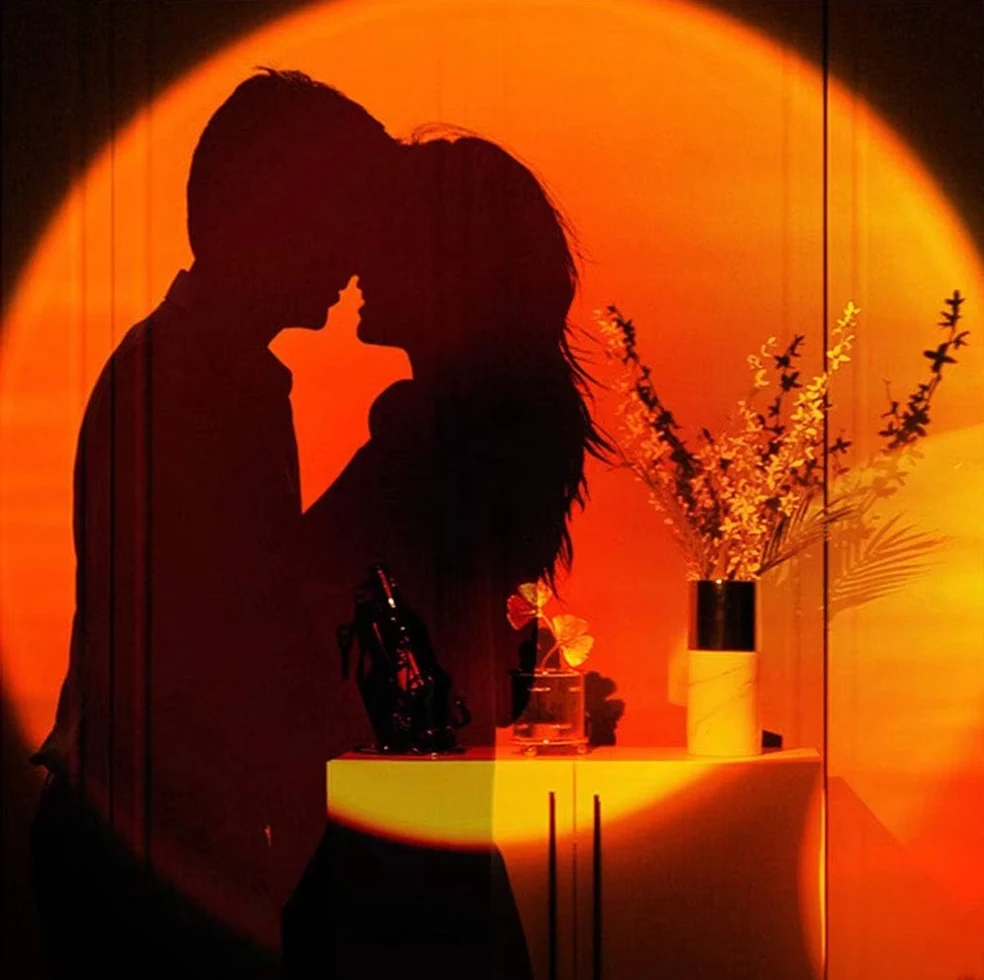 قطعة واحدة مصباح غروب الشمس USB LED بروجكتور إضاءة ليلية نيون قوس قزح إضاءة جو حائط للتصوير ديكور غرفة نوم منزل هدية - 3