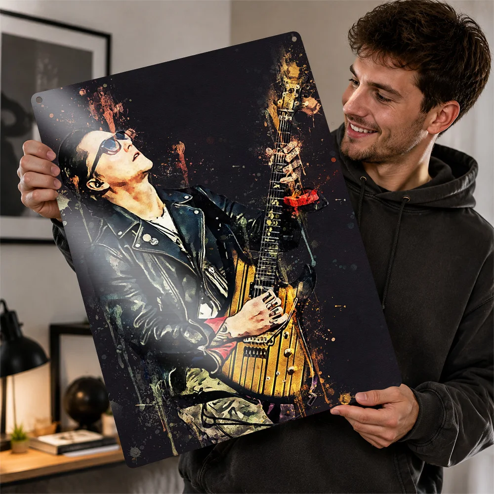 Synyster Gates Guitar Performance Printed Poster Painterly Wall Art For Bedroom Personalized Aluminum Metal Sign Musician Gift