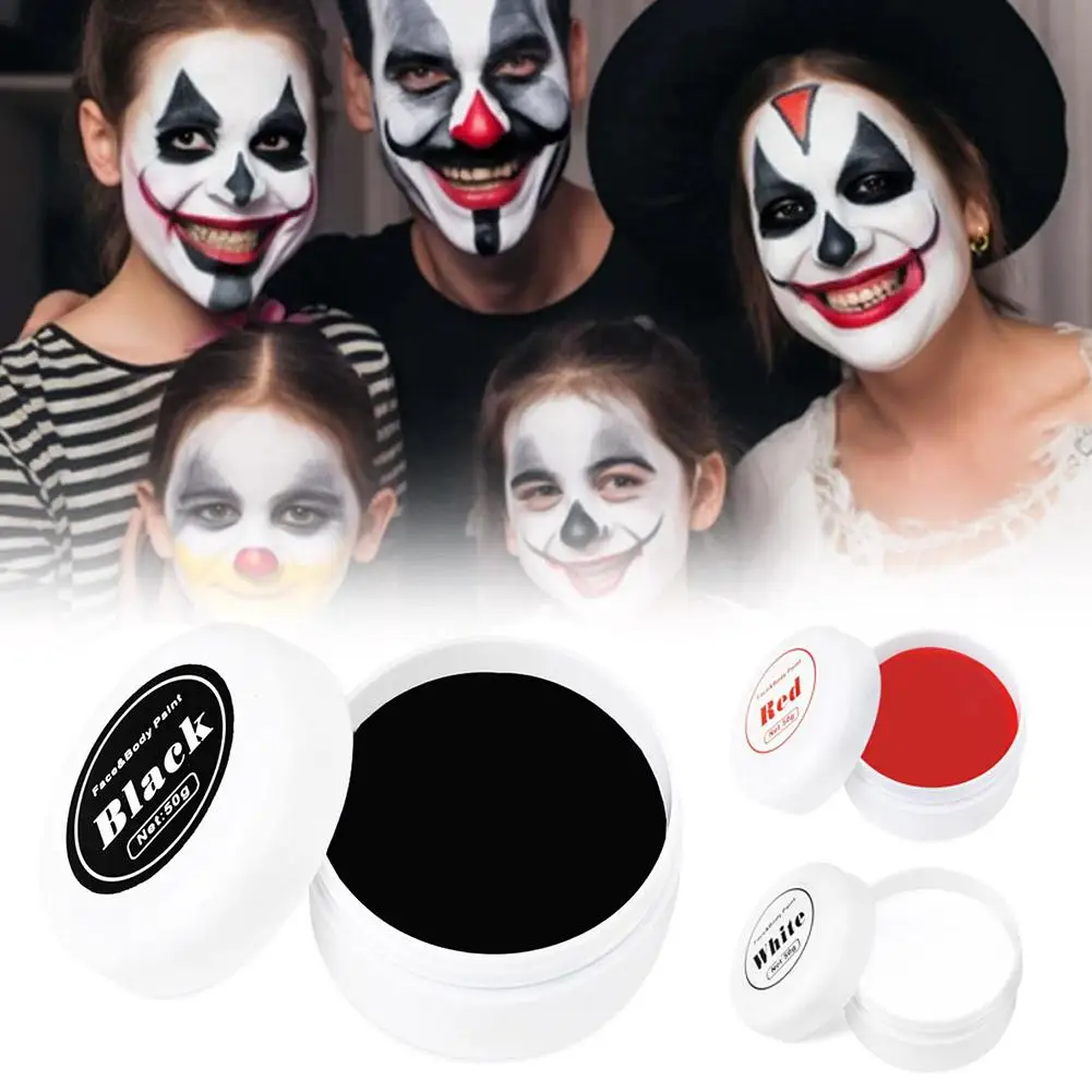 Halloween Face Painting Highly Pigmented Face Body Brus Paint Black And White For Diy Cosplay Theme Parties Body Makeup P1g7