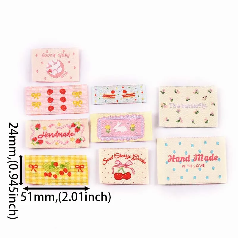 20pcs 15-56mm Mix Colorfull Cartoon Pattern Rectangle Label For DIY Clothing Decorative Personality Sewing Accessories cp3821