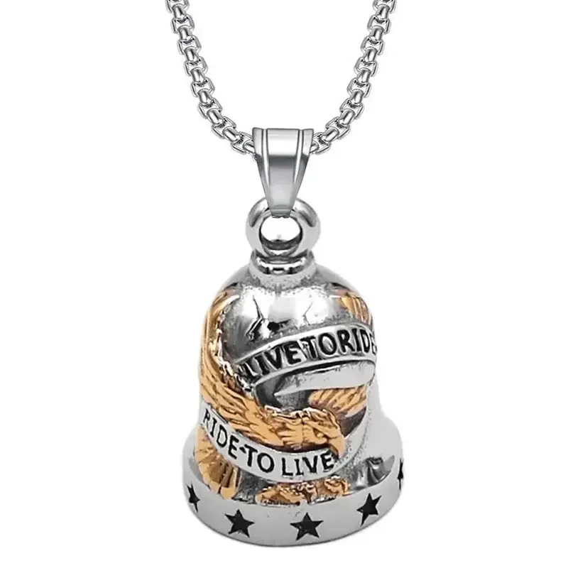 Eagle Letter Bell Necklace Pendant Men's Motorcycle Riding Accessories