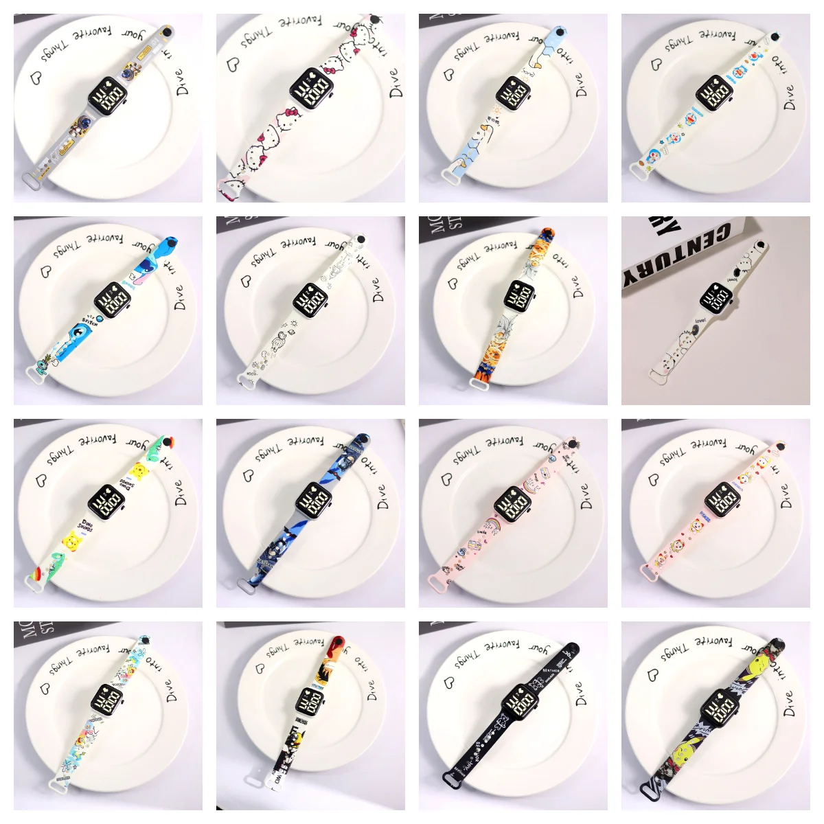 10pcs/lot Square Children Electronic Watch Boys Girls Cartoon Digital Watches Portability LED Clock Kids Birthday Gifts
