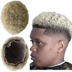 Sostituzione dei capelli umani vergini indiani bicolore Ombre colore T1b/613 4mm radice Afro 8x10 parrucchino in pizzo pieno per uomini neri